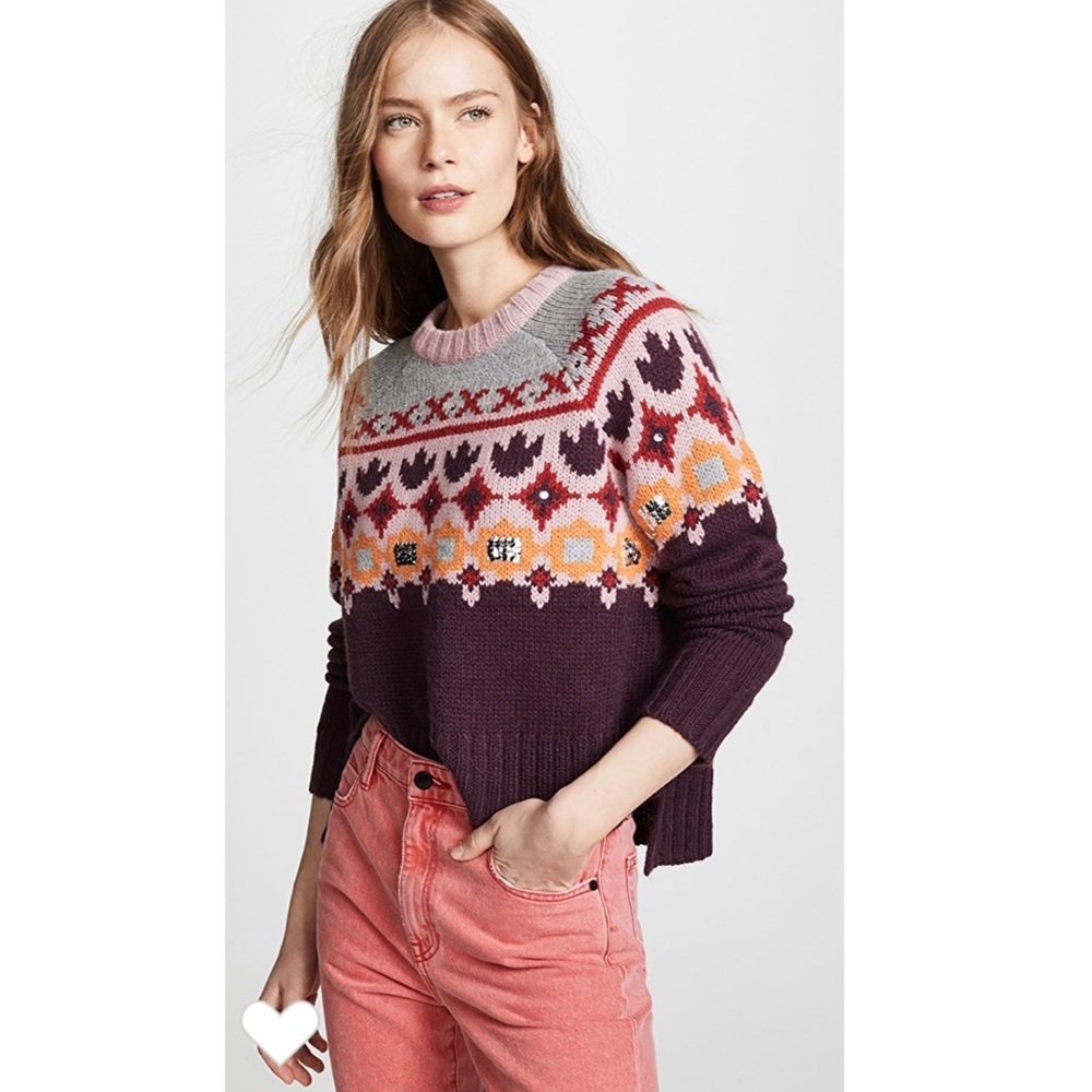 NWT Cinq a Sept Gianni Sequin Fair Isle Sweater